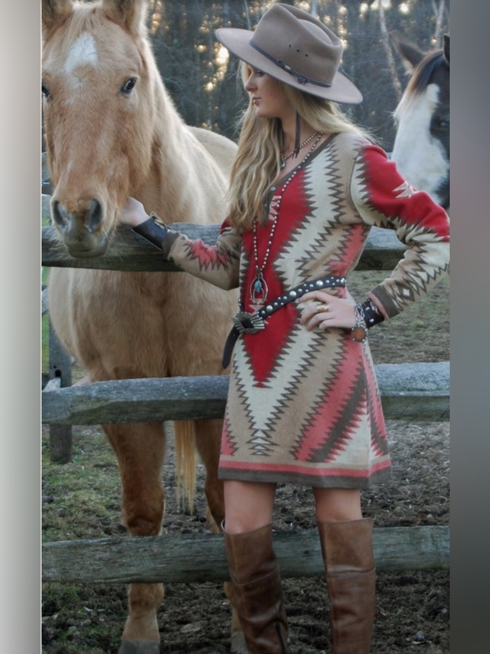 Tasha Polizzi Collection Ryden Southwestern Blanket Sweater Dress Size L